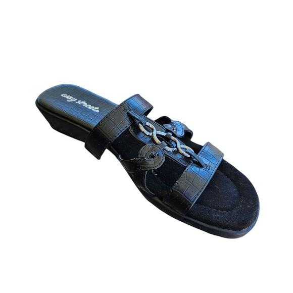 Easy Street Torrid Sandal Black Crocodile Size 11 - Picture 2 of 7